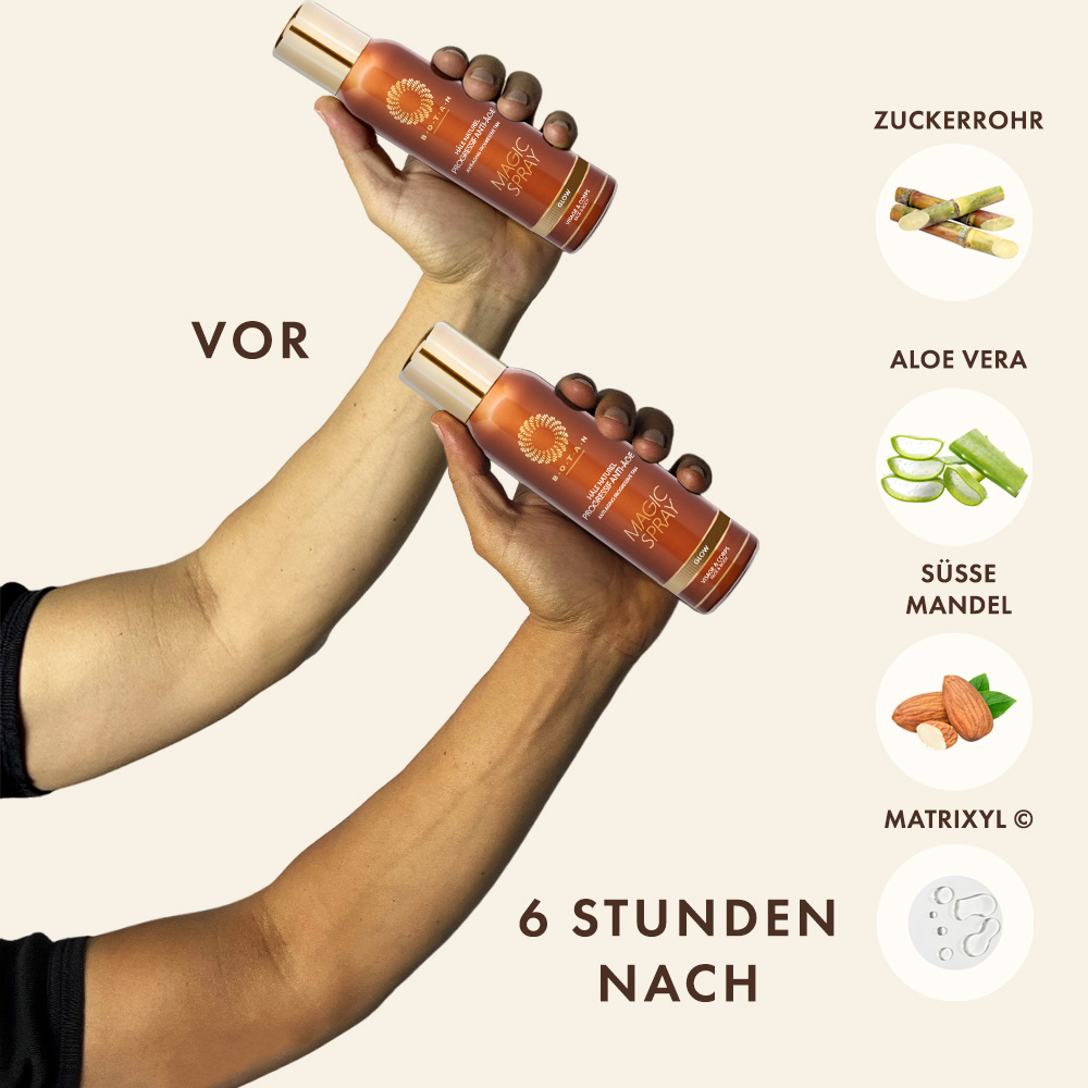 anti-age selbstbraunungsspray vor und nach
