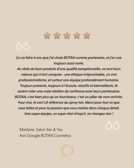 Chez BOTAN, travailler main dans la main avec des professionnels passionnés, c’est ce qui fait la force et l’authenticité de nos produits. Une relation de confiance, un soutien constant et des valeurs partagées : c’est ce que nous aimons construire avec nos partenaires, pour que chaque institut puisse proposer une expérience spray tan unique.#botancosmetics #institutdebeaute #soinprofessionnel #beauteprofessionnelle