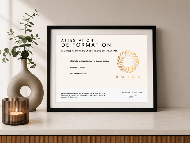 attestation de formation spray tan